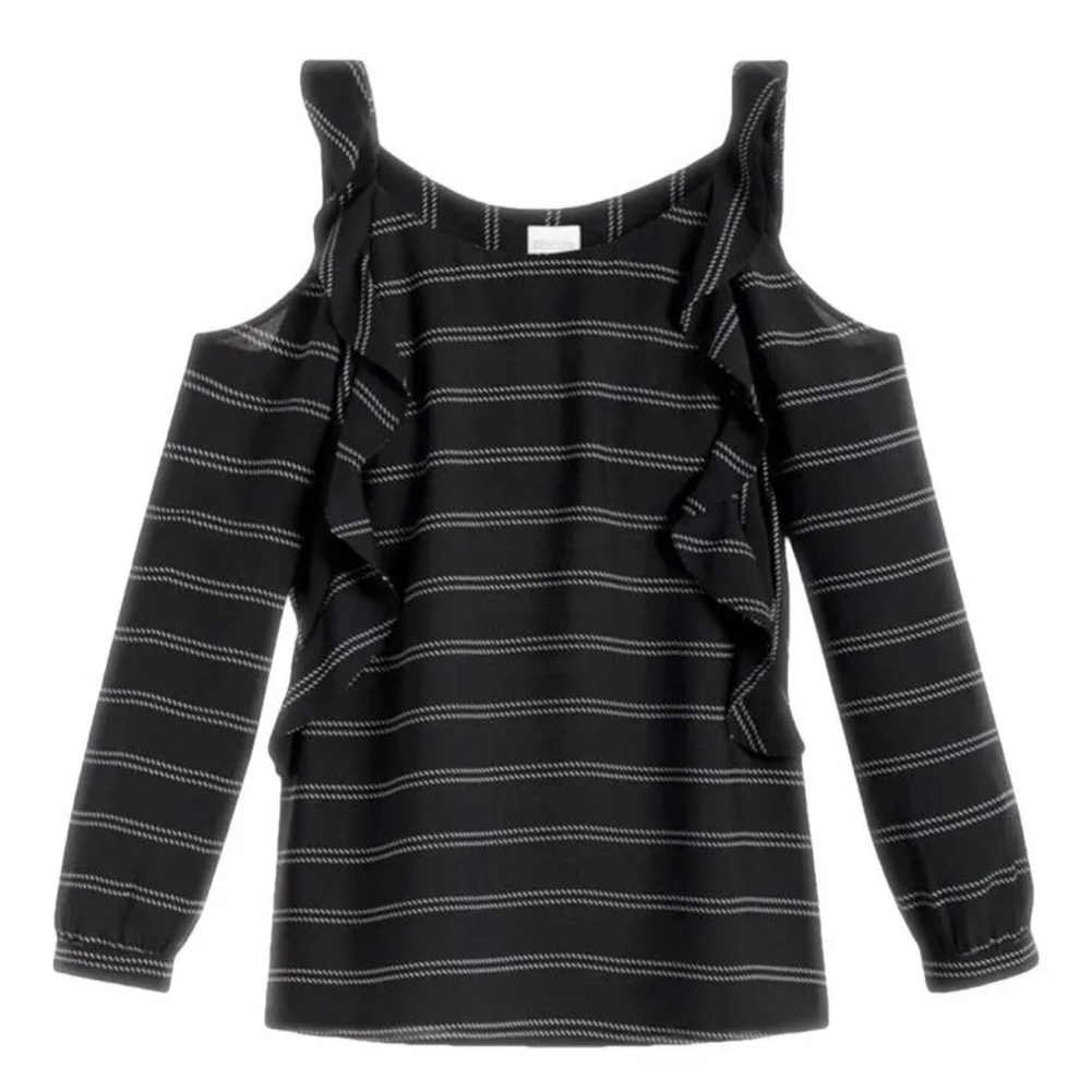 CHICOS Cold-Shoulder Top Blouse Shirt Black/white, Chicos Sz 3